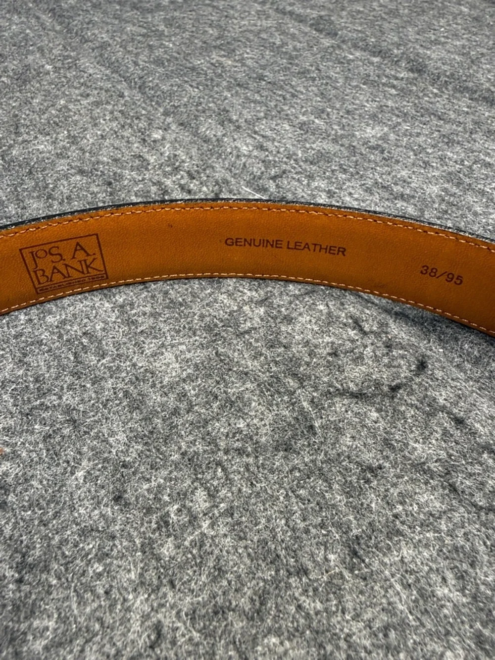 Jos. A. Bank Black Leather Belt with Gold Buckle and Orange Interior